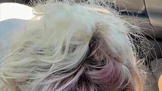 real hooker with blonde hair gives a bareback blowjob, gets bent over and fucked from behind, then takes a load on her ass