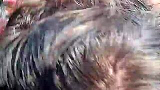 i gave an amateur blowjob and doggy fuck with cum in mouth in the bush