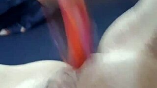 cute amateur teen masturbates with dildo and fingers her tight pussy