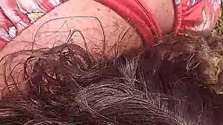 i gave an amateur blowjob and doggy fuck with cum in mouth in the bush