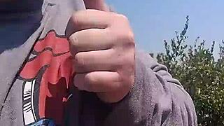 i gave an amateur blowjob and doggy fuck with cum in mouth in the bush