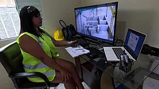 Inspecting the construction site and imagining workers.