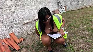 Inspecting the construction site and imagining workers.