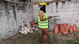 Inspecting the construction site and imagining workers.