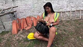 Inspecting the construction site and imagining workers.