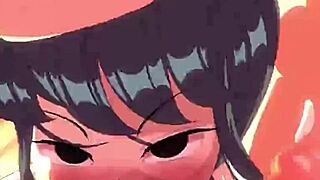 Komi san gives blowjob to big cock. She swallows cumshot horny.