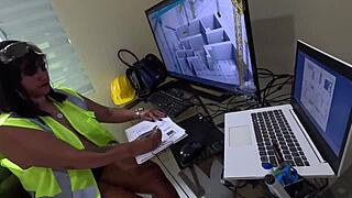 Inspecting the construction site and imagining workers.