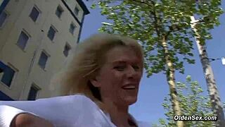 german blonde amateur milf masturbating on casting with toys and vibrator