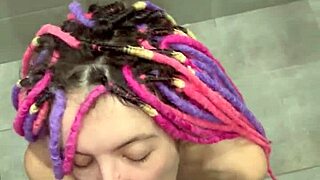 Huge squirt after cumshot and sperm eating in shower