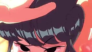 Komi san gives blowjob to big cock. She swallows cumshot horny.