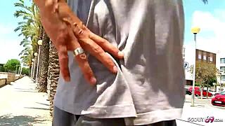 'Come on, skinny redhead granny, let's have anal sex at the beach,' the young guy says