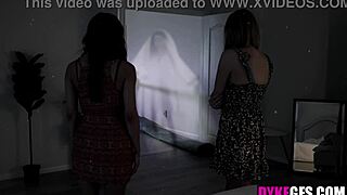 Blonde and brunette MILFs lick shaved pussies in haunted mansion