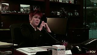 rude redhead boss strapon ramming submissive employee