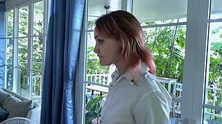 Busty collage babe gets tied up nicely, moaning loudly