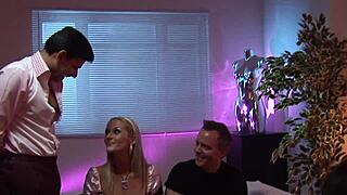 blonde experiences double penetration in group sex