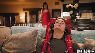 Big tits redhead milf fucks big cock guy after hot masturbation