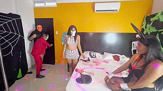 Royal Foursome In Costumes Fucks On Halloween.