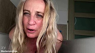 wet prolapse play unfolds in the shower with intense masturbation and anal toys