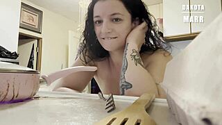 kinky bdsm spanking dakota marr as cooking slut