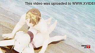 genshin impact hentai - lumine is fucked in the beach - asian japanese anime manga porn