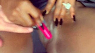 sexy black model masturbates with vibrator for white guy in softcore solo