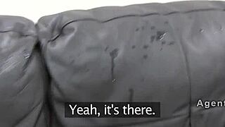 petite amateur gets banged hard by a fake agent on the office sofa