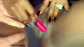 sexy black model masturbates with vibrator for white guy in softcore solo