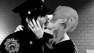 A petite redhead prostitute endures rough double penetration in prison.