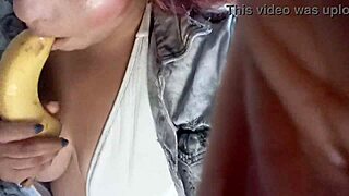 Ginger Paris sucking and playing with banana?