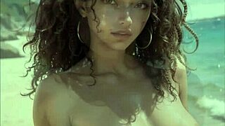 Curly-haired teens fuck intensely on the beach compilation