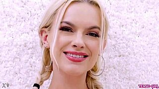 radiant blonde girl shows off her sexy body