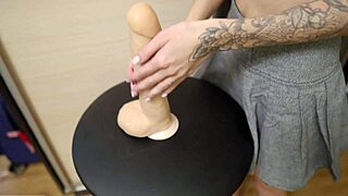 sexy tattooed girl plays with pussy using sister's toy 😏