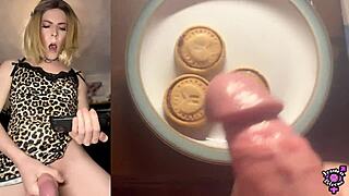 Big Dick Transgirl Edges and Cums on Cookie