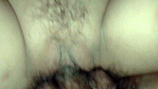 Amateur creampie fucking with pretty shaved pussy orgasm.