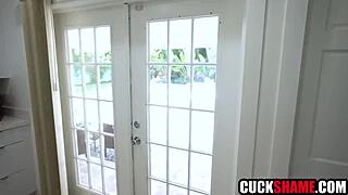 Cuck husband watches slutty wife banged hard