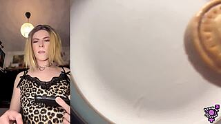 Big Dick Transgirl Edges and Cums on Cookie