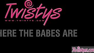 Sheila grant teases in crotchless lingerie, her natural tits exposed while she masturbates solo