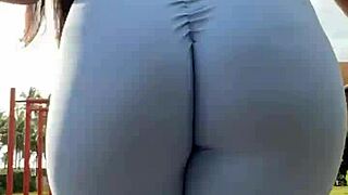 Morning walk in leggings and tight clothes