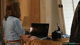 Sexy teen model screws photographer in roleplay fantasy