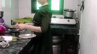 desi wife hot rough in kitchen while cooking