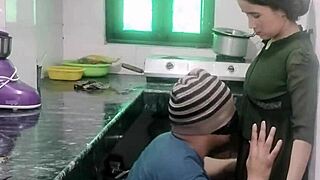desi wife hot rough in kitchen while cooking
