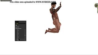 What poses does the animated man strike in this cartoon series?