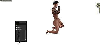 What poses does the animated man strike in this cartoon series?