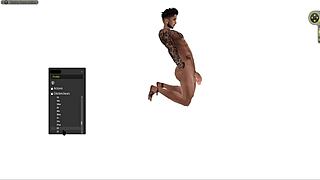 What poses does the animated man strike in this cartoon series?