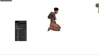 What poses does the animated man strike in this cartoon series?