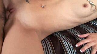 Slim blonde contrasts innocence with rough homemade sex