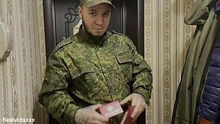 russian soldier fuckin lonely wife in pussy and ass, it's rough and hot