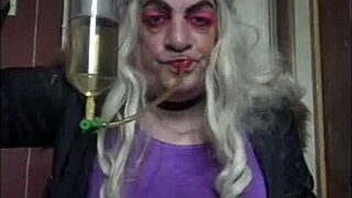 Bisexual crossdresser, let's taste each other's pee on film