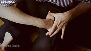 Deep anal fisting contrasts with black dress