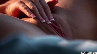 Tasha Reign poses seductively in lingerie, showing off her big natural tits